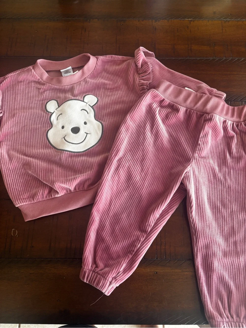 Disney Pink Corduroy Pajama Set with Winnie the Pooh Graphic